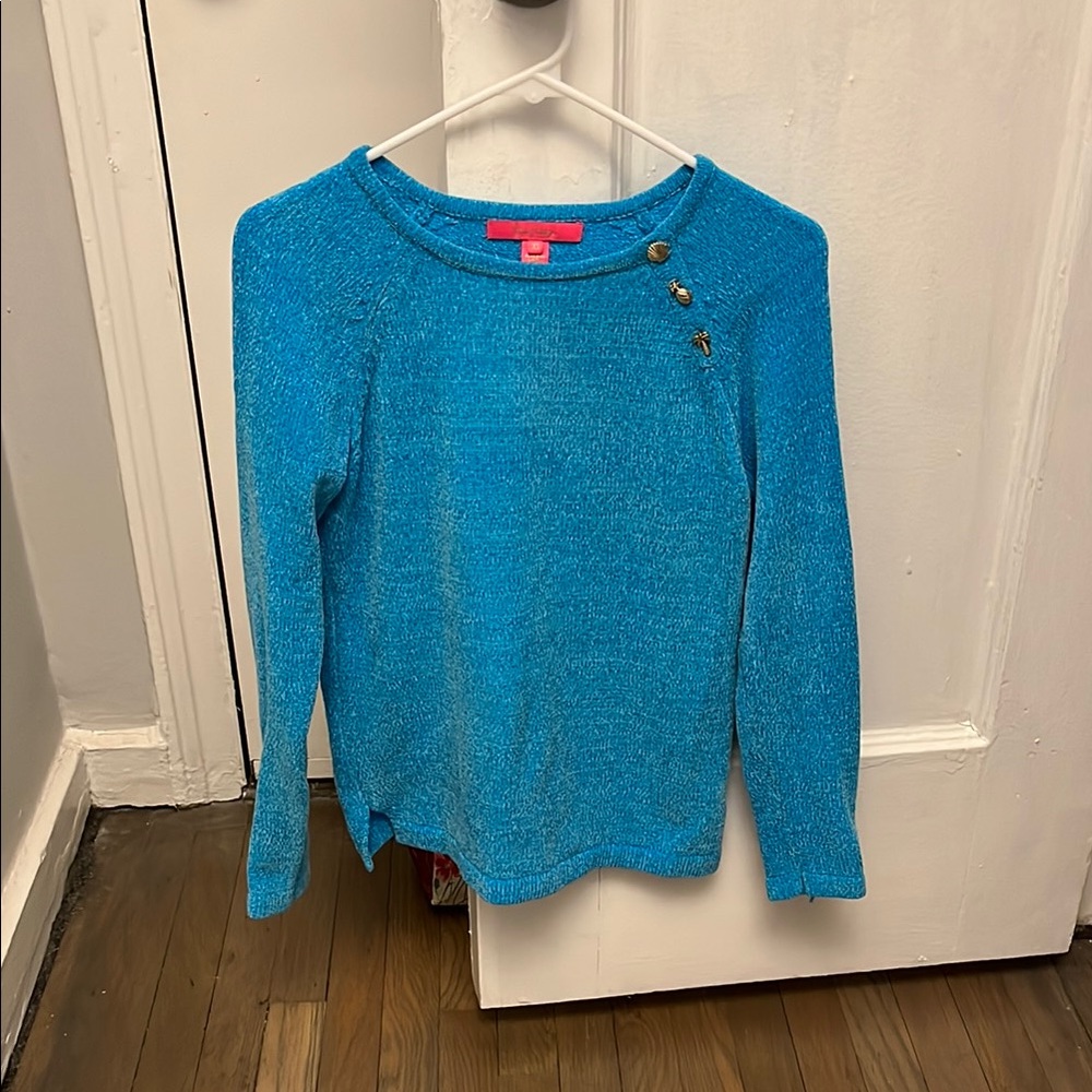 Charming Charlie Blue Sweater with Button Detail